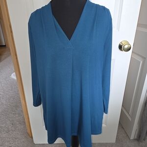 ViVI Deep Blue V-Neck Women's Blouse